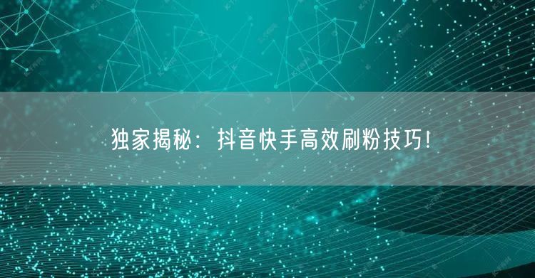 独家揭秘：抖音快手高效刷粉技巧！