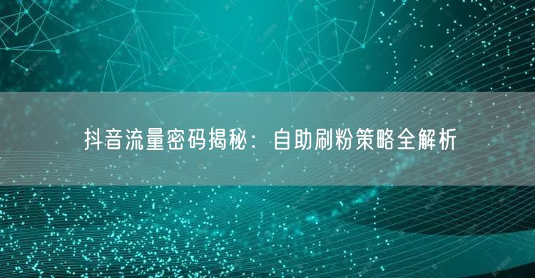 抖音流量密码揭秘：自助刷粉策略全解析