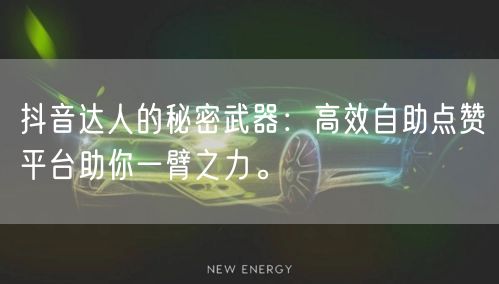 抖音达人的秘密武器：高效自助点赞平台助你一臂之力。