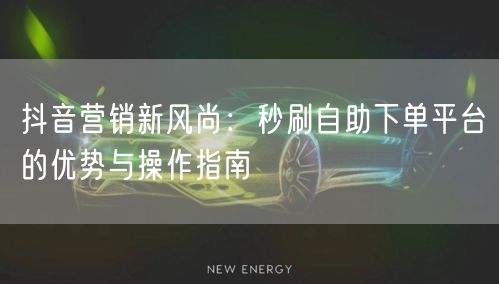 抖音营销新风尚：秒刷自助下单平台的优势与操作指南