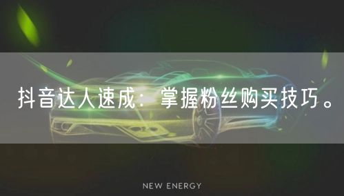 抖音达人速成：掌握粉丝购买技巧。
