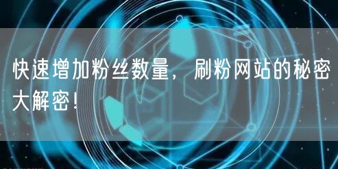 快速增加粉丝数量，刷粉网站的秘密大解密！