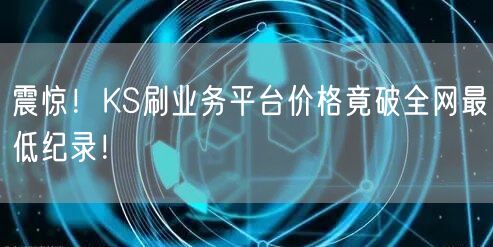震惊！KS刷业务平台价格竟破全网最低纪录！