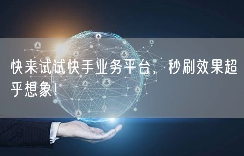 快来试试快手业务平台，秒刷效果超乎想象！