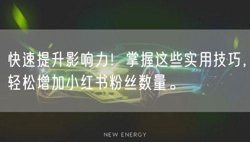 快速提升影响力！掌握这些实用技巧，轻松增加小红书粉丝数量。