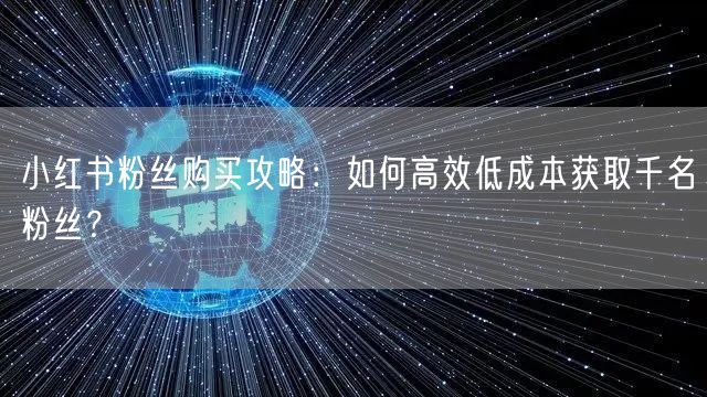 小红书粉丝购买攻略：如何高效低成本获取千名粉丝？