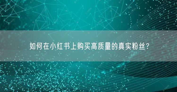 如何在小红书上购买高质量的真实粉丝？