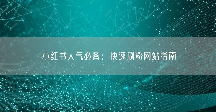 小红书人气必备：快速刷粉网站指南