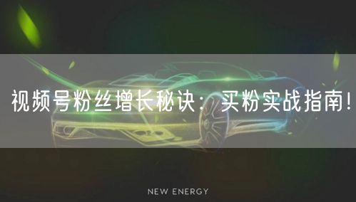 视频号粉丝增长秘诀：买粉实战指南！
