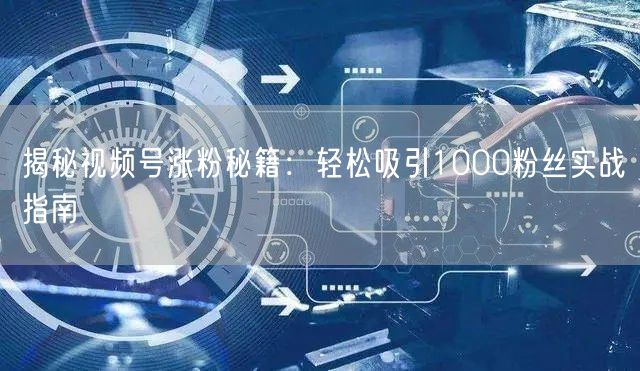 揭秘视频号涨粉秘籍：轻松吸引1000粉丝实战指南