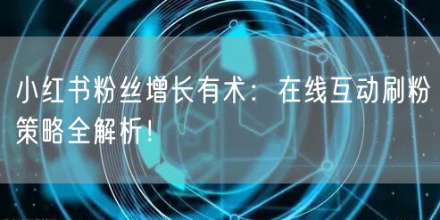 小红书粉丝增长有术：在线互动刷粉策略全解析！