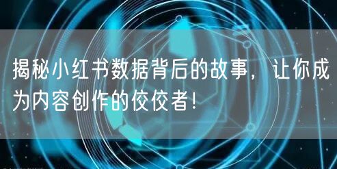 揭秘小红书数据背后的故事，让你成为内容创作的佼佼者！