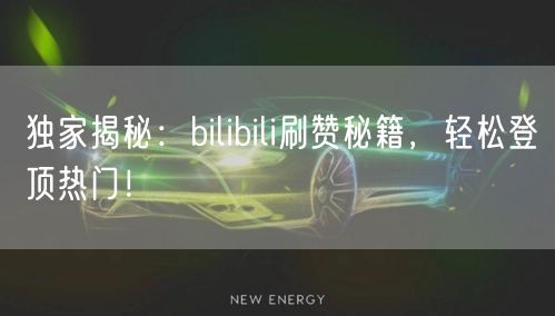 独家揭秘：bilibili刷赞秘籍，轻松登顶热门！