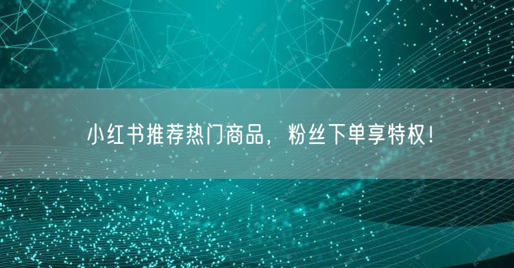 小红书推荐热门商品，粉丝下单享特权！