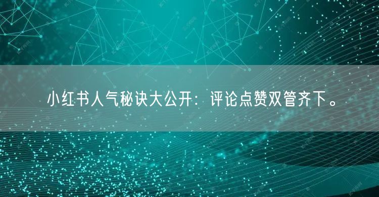 小红书人气秘诀大公开：评论点赞双管齐下。