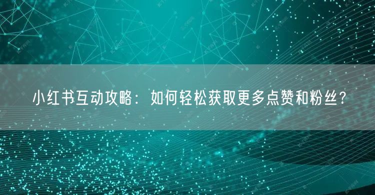 小红书互动攻略：如何轻松获取更多点赞和粉丝？