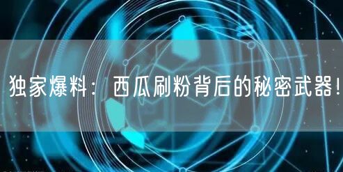 独家爆料：西瓜刷粉背后的秘密武器！