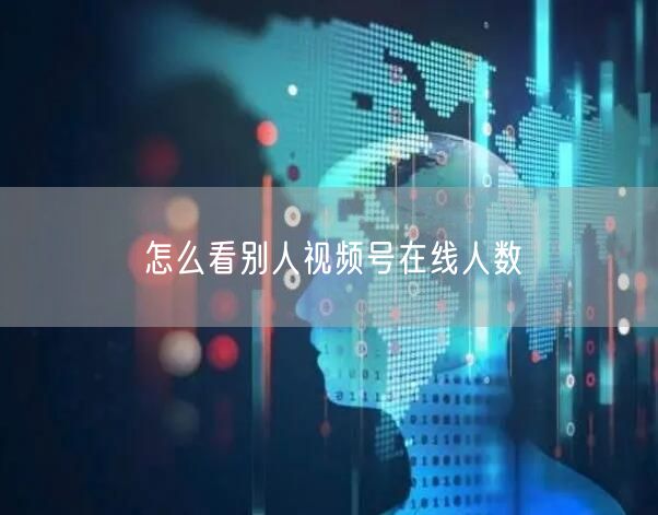 怎么看别人视频号在线人数