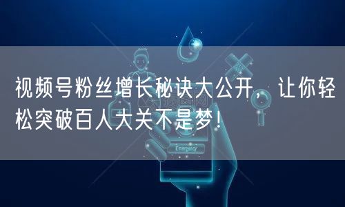 视频号粉丝增长秘诀大公开，让你轻松突破百人大关不是梦！