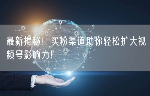 最新揭秘！买粉渠道助你轻松扩大视频号影响力！