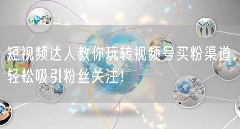 短视频达人教你玩转视频号买粉渠道，轻松吸引粉丝关注！