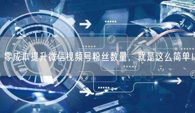 零成本提升微信视频号粉丝数量，就是这么简单！