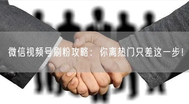 微信视频号刷粉攻略：你离热门只差这一步！