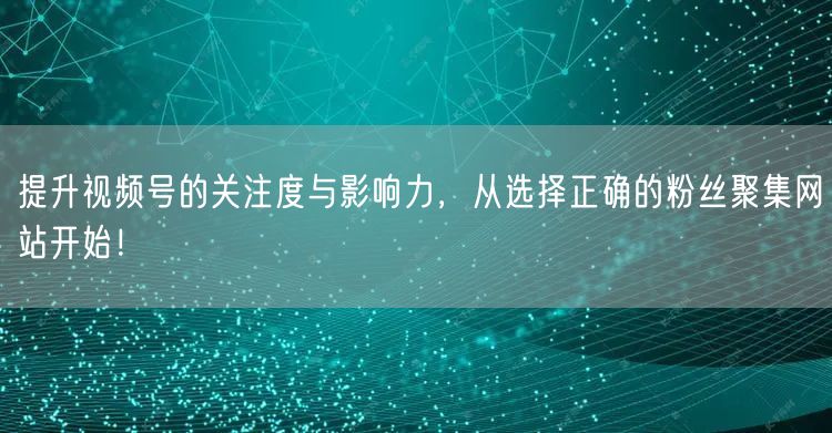 提升视频号的关注度与影响力，从选择正确的粉丝聚集网站开始！