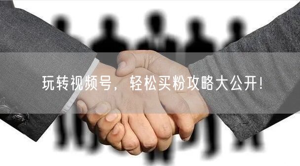 玩转视频号，轻松买粉攻略大公开！