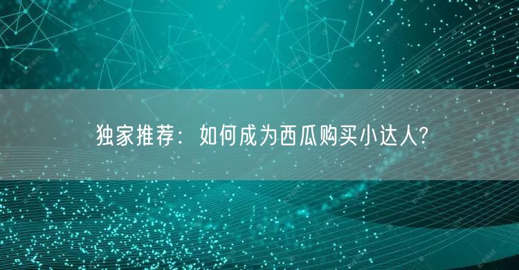 独家推荐：如何成为西瓜购买小达人?