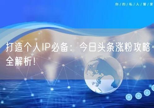 打造个人IP必备：今日头条涨粉攻略全解析！