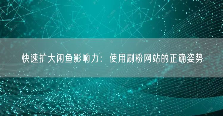 快速扩大闲鱼影响力：使用刷粉网站的正确姿势