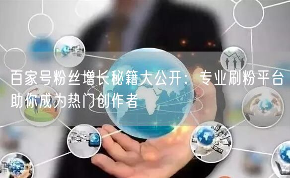 百家号粉丝增长秘籍大公开：专业刷粉平台助你成为热门创作者