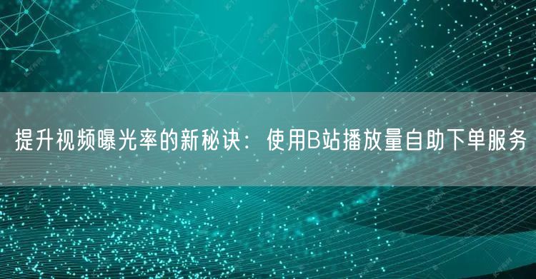 提升视频曝光率的新秘诀：使用B站播放量自助下单服务