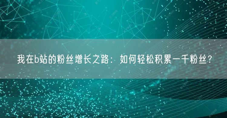 我在b站的粉丝增长之路：如何轻松积累一千粉丝？