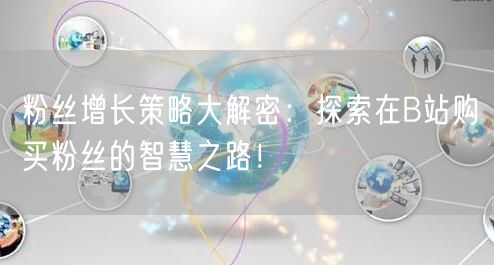 粉丝增长策略大解密：探索在B站购买粉丝的智慧之路！