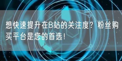 想快速提升在B站的关注度？粉丝购买平台是您的首选！