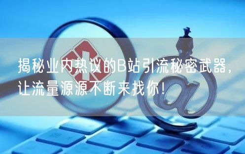 揭秘业内热议的B站引流秘密武器，让流量源源不断来找你！