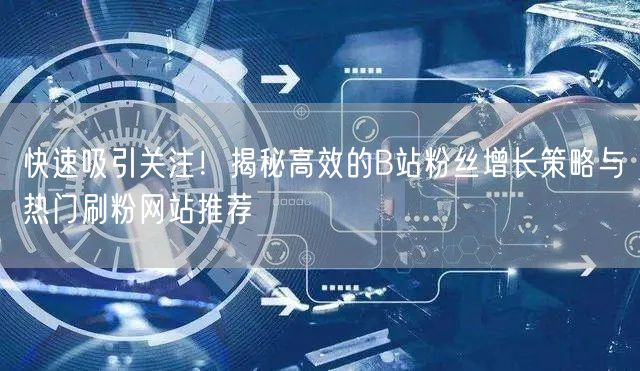 快速吸引关注！揭秘高效的B站粉丝增长策略与热门刷粉网站推荐