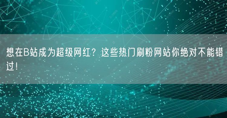 想在B站成为超级网红？这些热门刷粉网站你绝对不能错过！