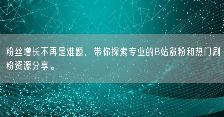 粉丝增长不再是难题，带你探索专业的B站涨粉和热门刷粉资源分享。