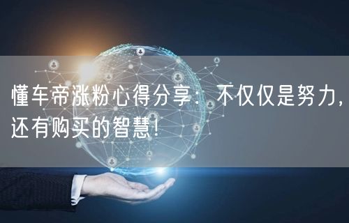 懂车帝涨粉心得分享：不仅仅是努力，还有购买的智慧！