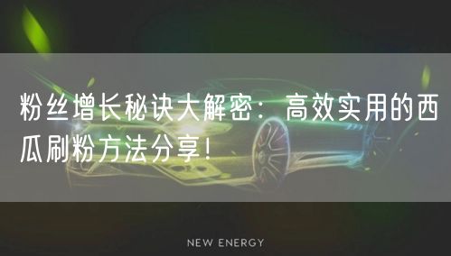 粉丝增长秘诀大解密：高效实用的西瓜刷粉方法分享！
