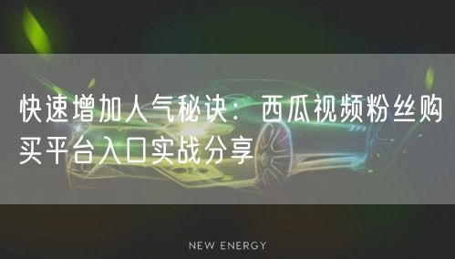 快速增加人气秘诀：西瓜视频粉丝购买平台入口实战分享