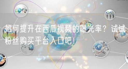 如何提升在西瓜视频的曝光率？试试粉丝购买平台入口吧！