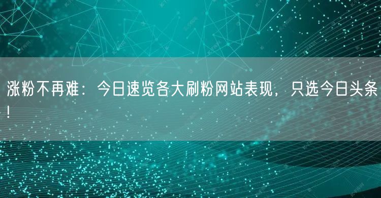 涨粉不再难：今日速览各大刷粉网站表现，只选今日头条!