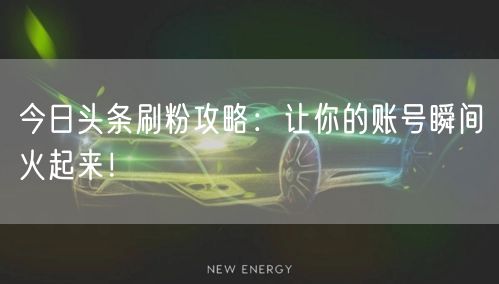 今日头条刷粉攻略：让你的账号瞬间火起来！