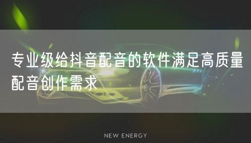 专业级给抖音配音的软件满足高质量配音创作需求