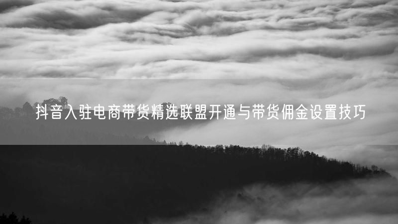 抖音入驻电商带货精选联盟开通与带货佣金设置技巧