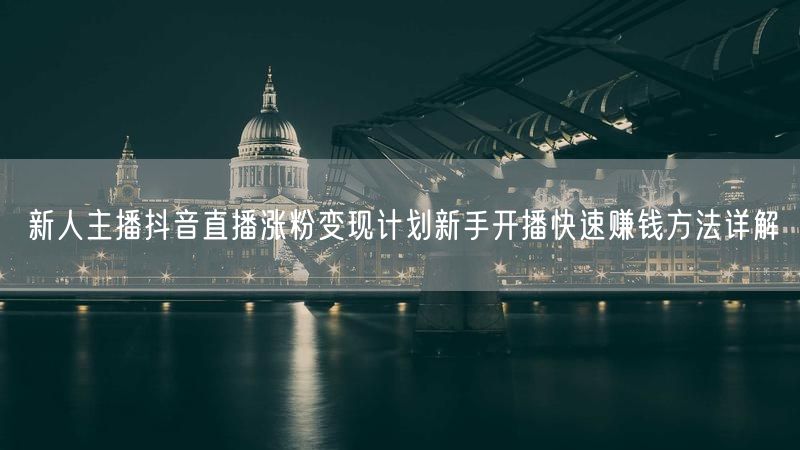 新人主播抖音直播涨粉变现计划新手开播快速赚钱方法详解